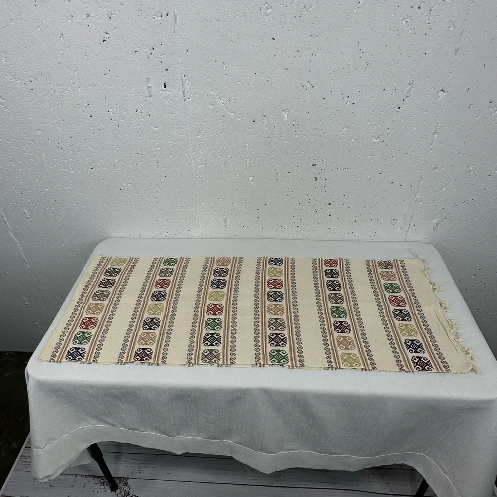 Mexican Southwest Backstrap Loom Table Runner 74 x 14.2”